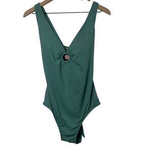 Kona Sol Women’s One-Piece Swimsuit Size Large Green Padded Tie-Back